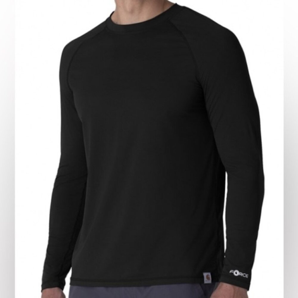 Carhartt XL Men Shirt Long Sleeve Force Modern Fit Black Athletic Work Top Light